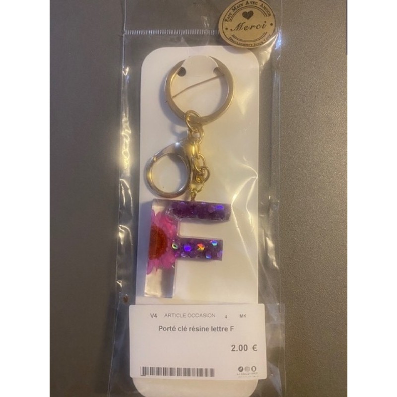 Porté clé résine lettre F