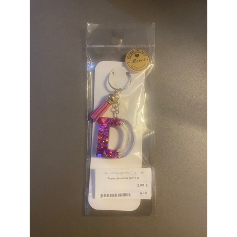 Porte clé résine lettre D